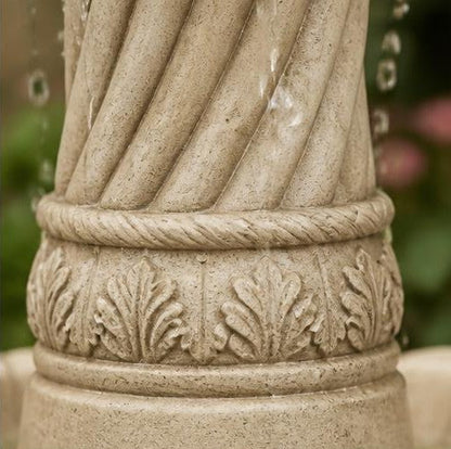 Alora 48-Inch Two-Tier StoneCast Garden Fountain – Weathered Ivory Beige