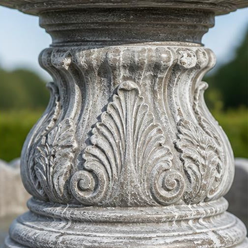 Monaco 42-Inch Three-Tier StoneCast Garden Fountain – Classic Light Gray