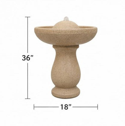 Serena 36-Inch Cast Stone Outdoor Garden Fountain – Warm Sandstone Finish