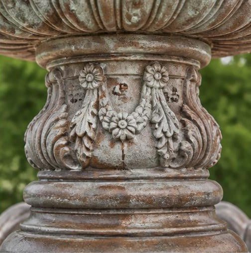 Verona 58-Inch Three-Tier Cast Stone Garden Fountain – Aged Terracotta Finish